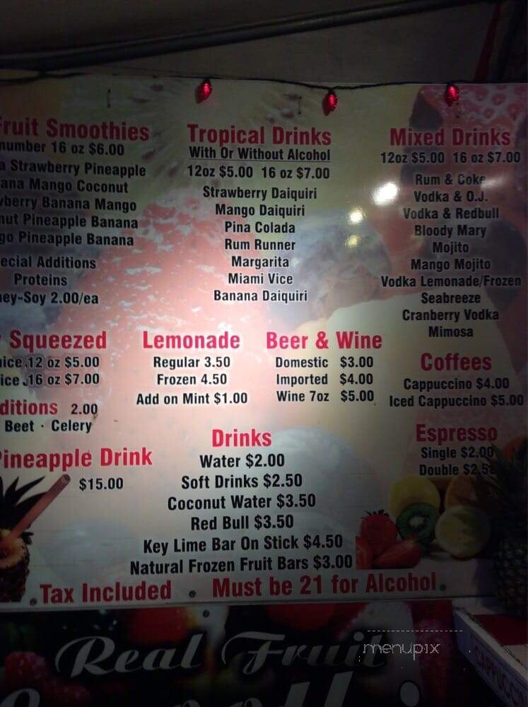 Tropical Juices & Drinks - Key West, FL menu_pic