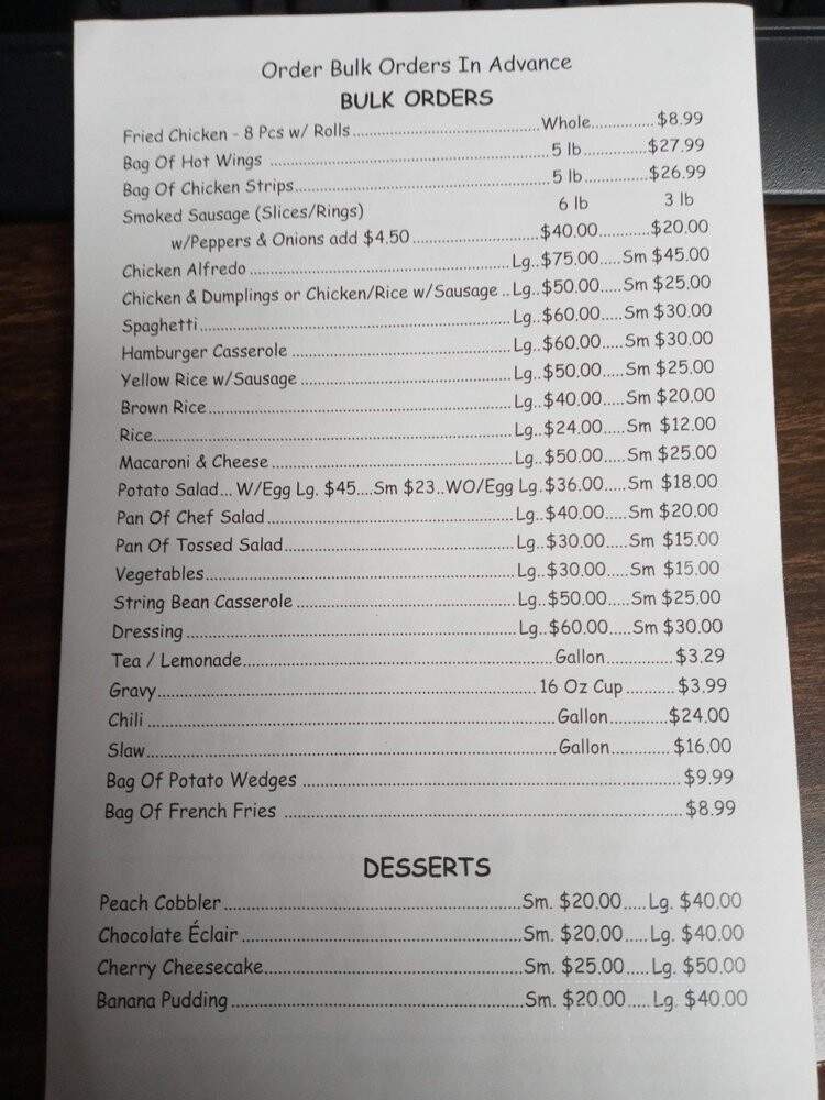Central Restaurant - Lake City, SC menu_pic