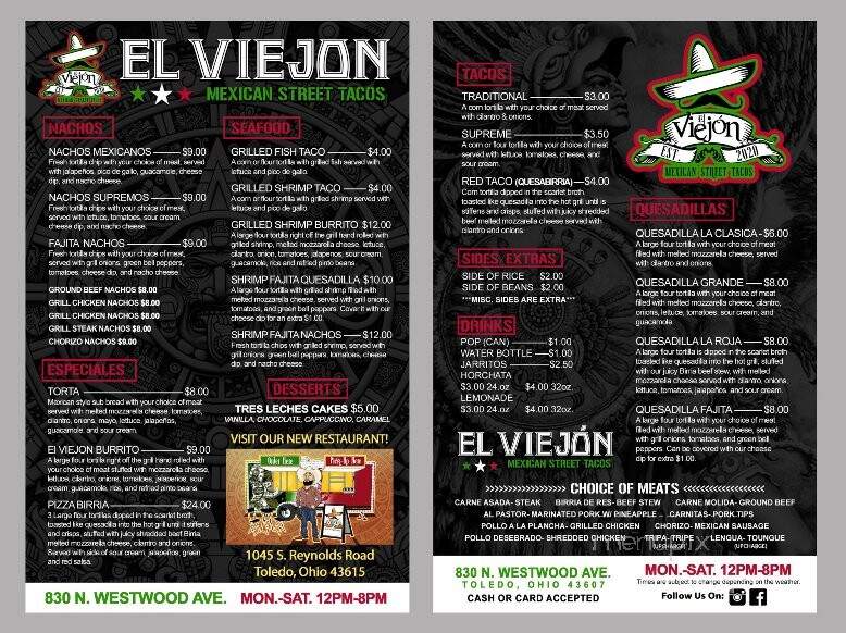 El Viejon Mexican Street Tacos - Toledo, OH menu_pic