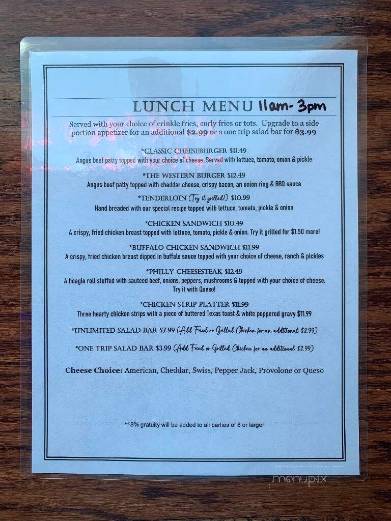 Tuck Point Bar & Grill - Ravenwood, MO menu_pic