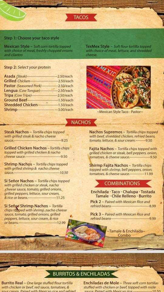 Si Senor Mexican Restaurant - Corbin, KY menu_pic