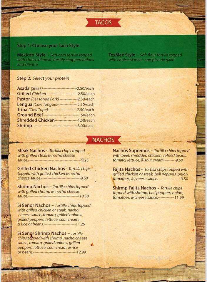 Si Senor Mexican Restaurant - Corbin, KY menu_pic