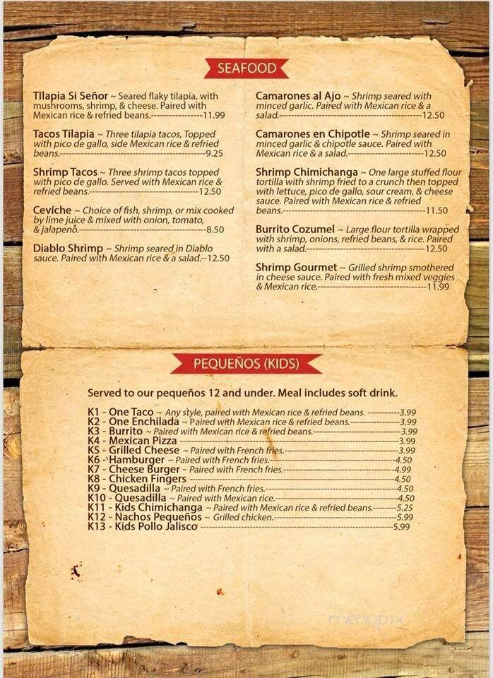 Si Senor Mexican Restaurant - Corbin, KY menu_pic