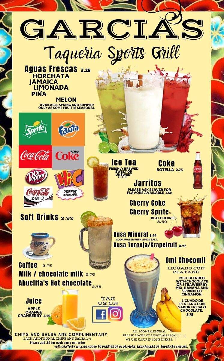 Garcia's Taqueria Sports Grill - Gallatin, TN menu_pic