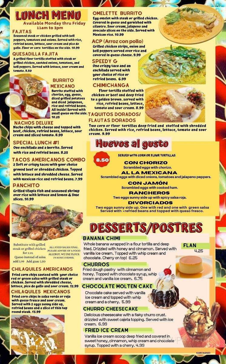 Garcia's Taqueria Sports Grill - Gallatin, TN menu_pic