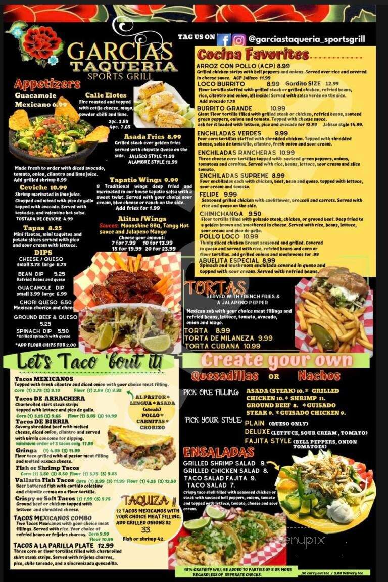 Garcia's Taqueria Sports Grill - Gallatin, TN menu_pic