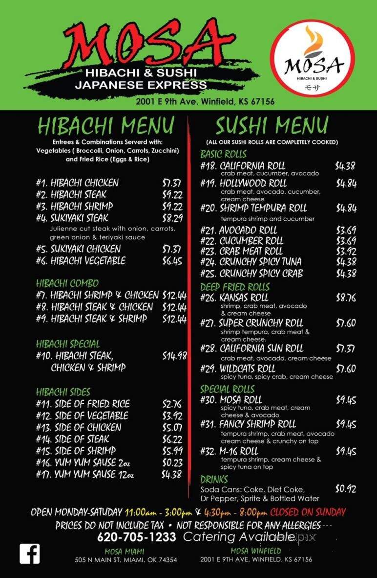 Mosa Hibachi & Sushi Japanese Express - Winfield, KS
