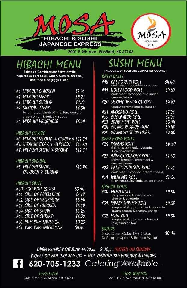 Mosa Hibachi & Sushi Japanese Express - Winfield, KS
