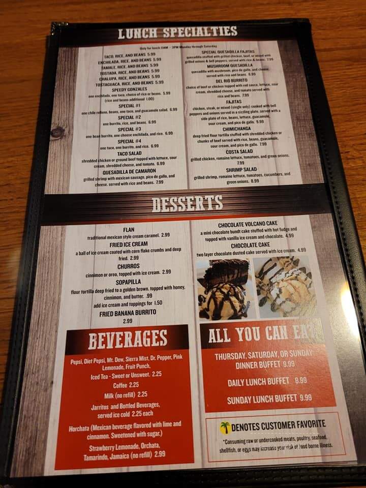 Costa Mexican Grill - Oxford, MS menu_pic
