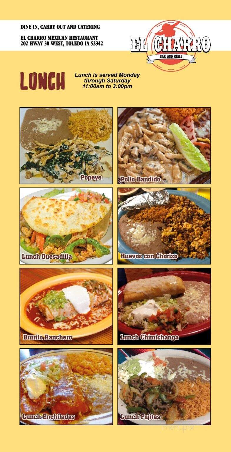 El Charro Bar and Grill - Toledo, IA menu_pic