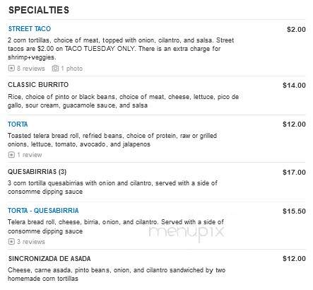 Off the 46 Mexican Bar & Grill - Paso Robles, CA menu_pic