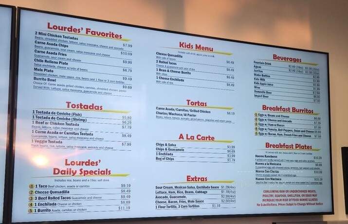 Lourdes Mexican Food - Carlsbad, CA menu_pic
