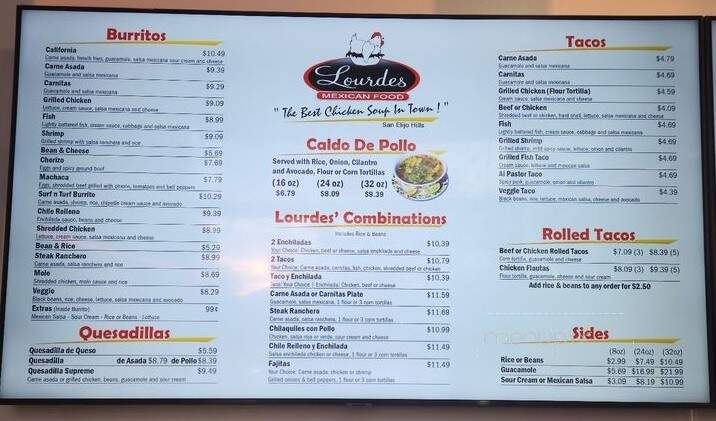 Lourdes Mexican Food - Carlsbad, CA menu_pic