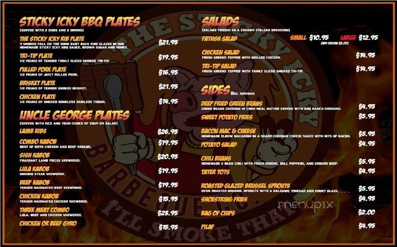 The Sticky Icky Barbeque Co. - Sanger, CA menu_pic