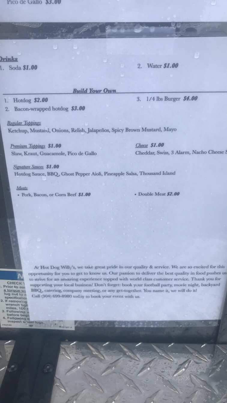 Hot Dog Willy's - Parkersburg, WV menu_pic