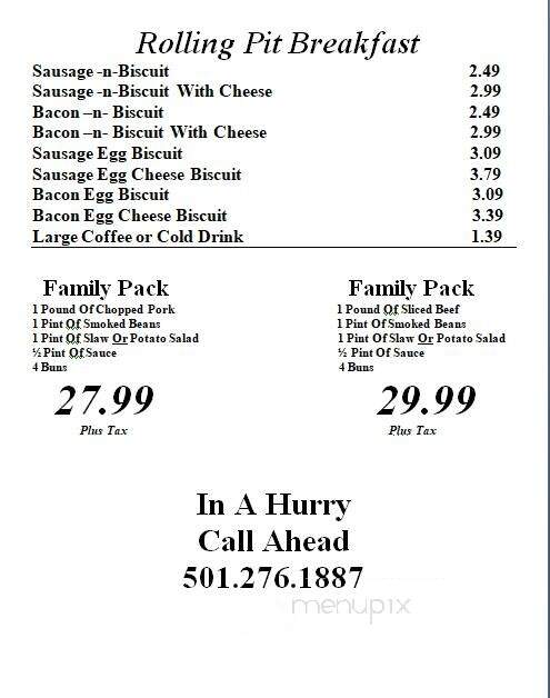 Rolling Pit BBQ - Hot Springs, AR menu_pic
