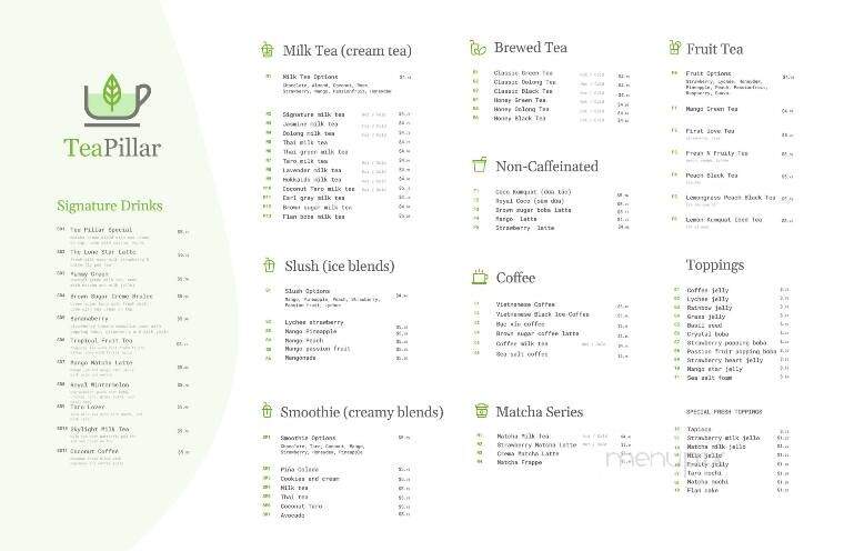 Tea Pillar - Cedar Park, TX menu_pic