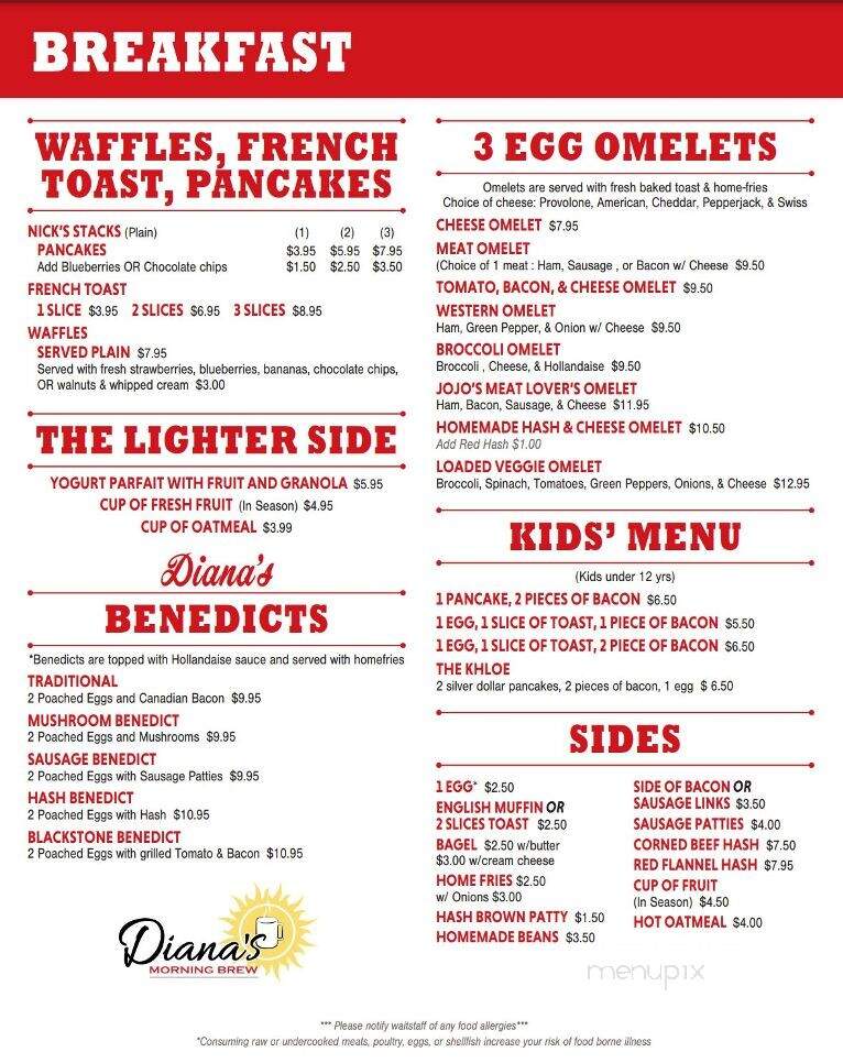 Diana's Morning Brew - Tilton, NH menu_pic