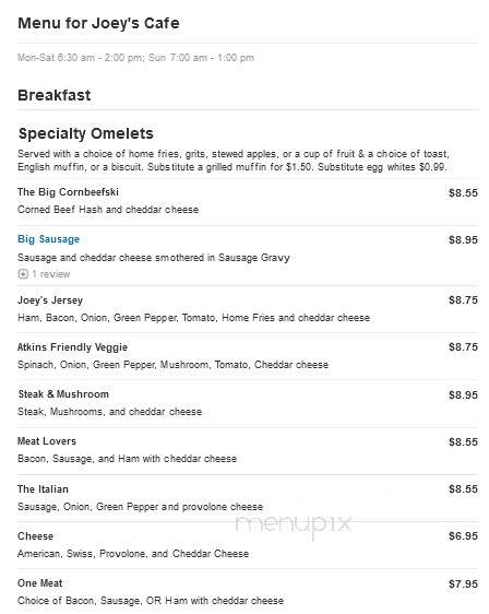Joey's Cafe - Port St Lucie, FL menu_pic