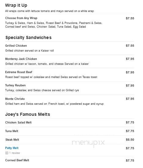 Joey's Cafe - Port St Lucie, FL menu_pic