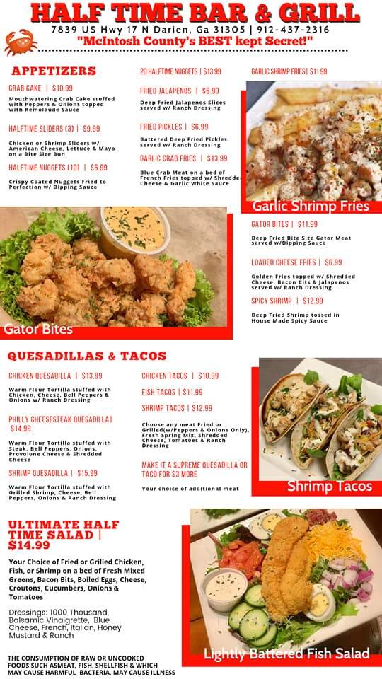 Half Time Sports Bar & Grill - Darien, GA menu_pic