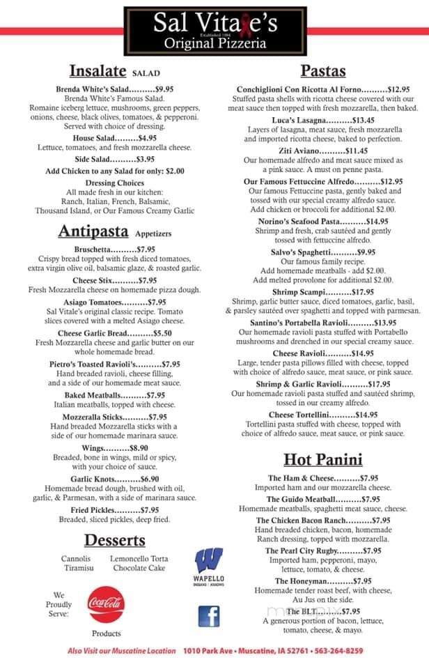 Sal Vitales - Wapello, IA menu_pic