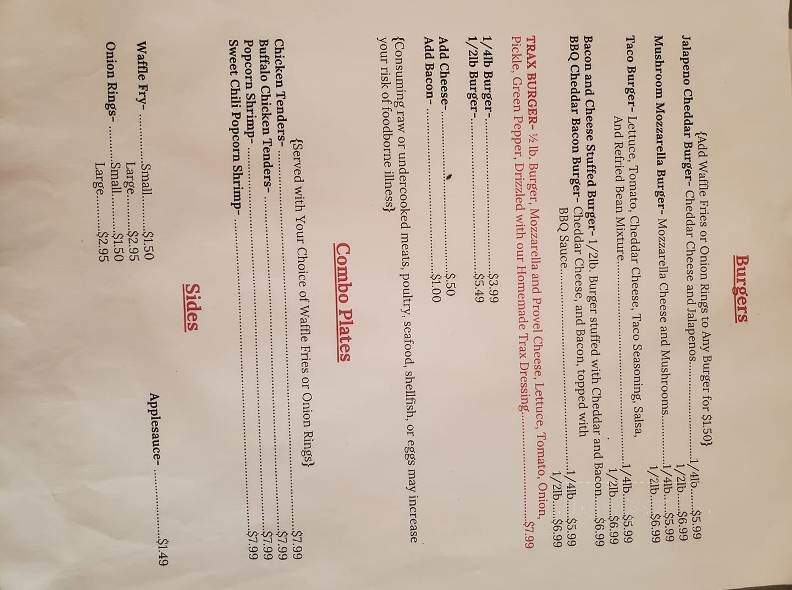 Trax Pizza Company - Winfield, MO menu_pic