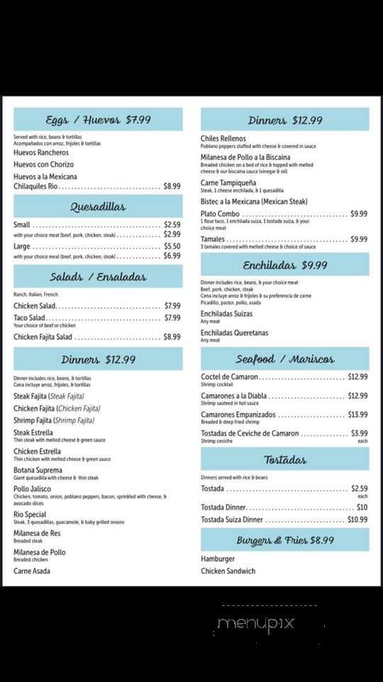 El Rio Authentic Mexican Restaurant - Momence, IL menu_pic