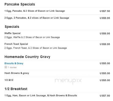 Fort Hill Restaurant - Willamina, OR menu_pic