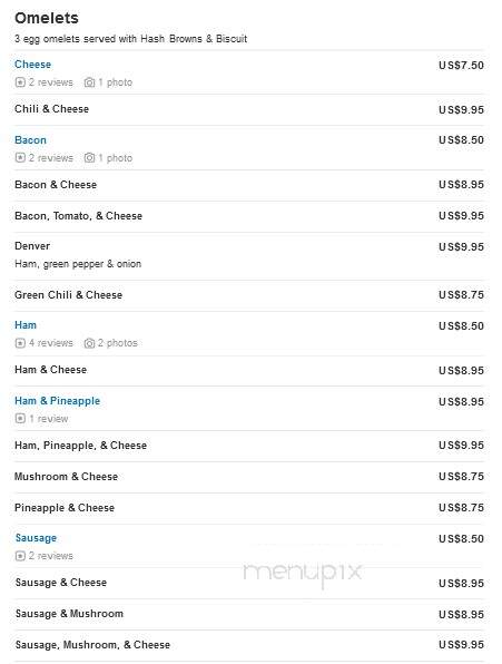 Fort Hill Restaurant - Willamina, OR menu_pic