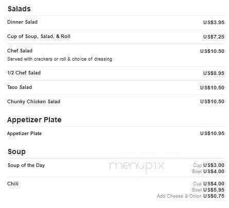 Fort Hill Restaurant - Willamina, OR menu_pic