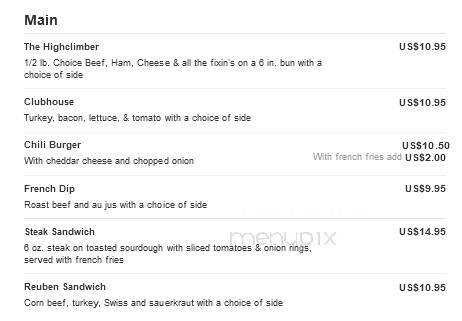 Fort Hill Restaurant - Willamina, OR menu_pic