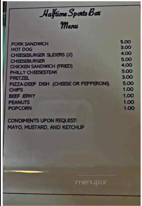 Halftime Sports Pub - Daytona Beach, FL menu_pic