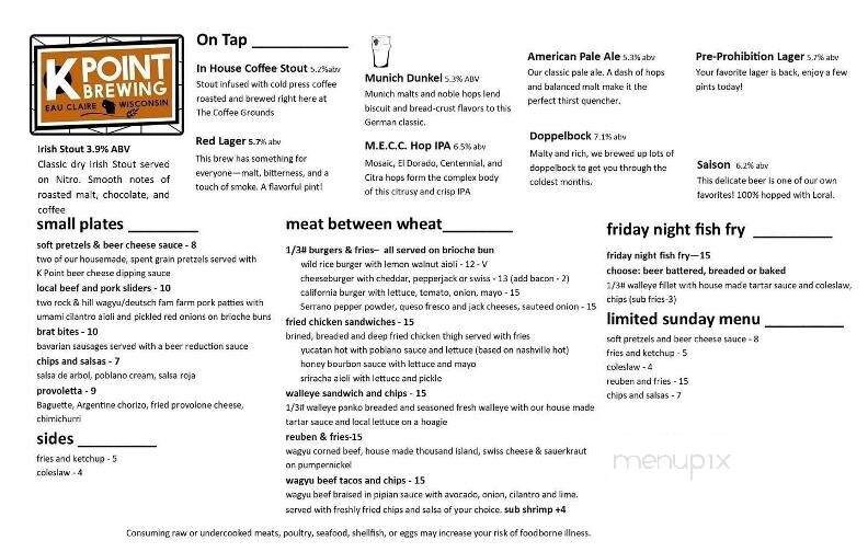 K Point Brewing - Eau Claire, WI menu_pic