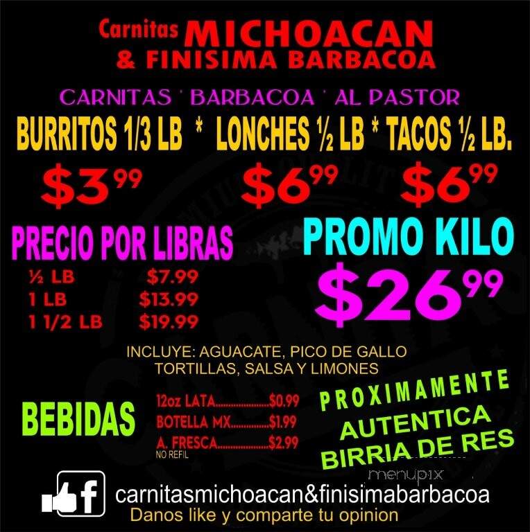 Carnitas Michoacan & Finisima Barbacoa - Canutillo, TX