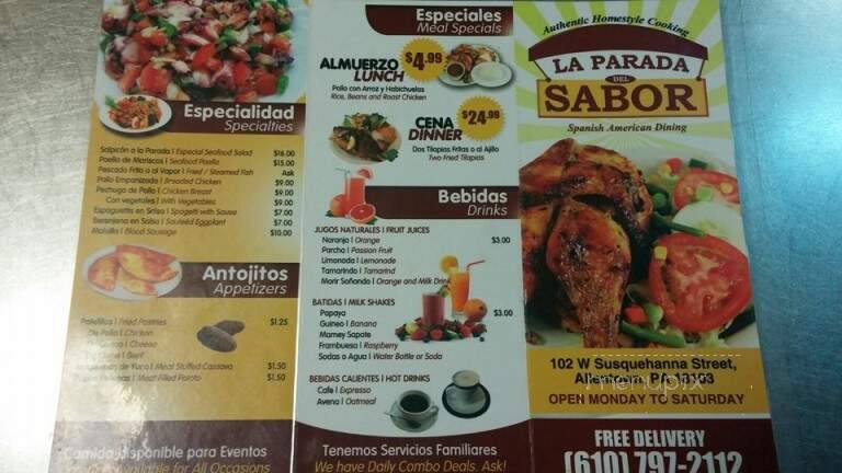 La Parada Del Sabor - Allentown, PA menu_pic