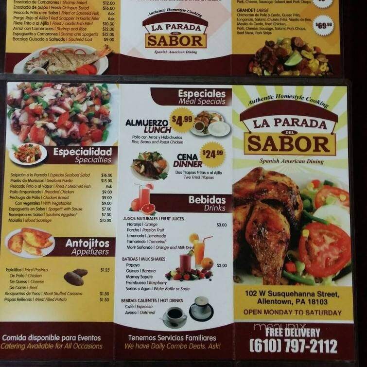 La Parada Del Sabor - Allentown, PA menu_pic