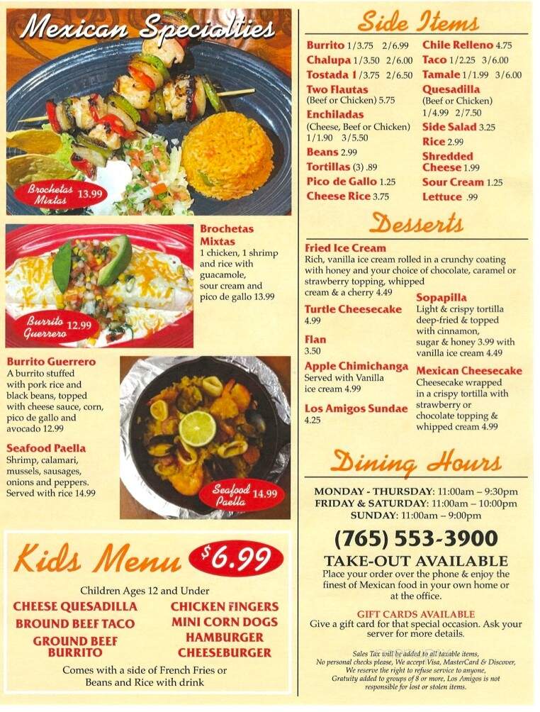 Los Amigos Mexican American & Bar - Kokomo, IN menu_pic