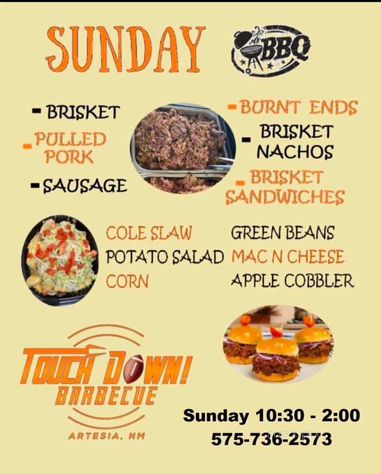 Touch Down Barbeque - Artesia, NM menu_pic
