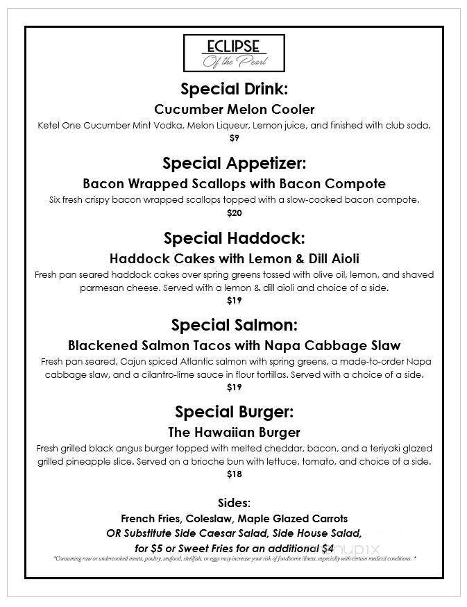 Eclipse Of the Pearl - Rockland, ME menu_pic