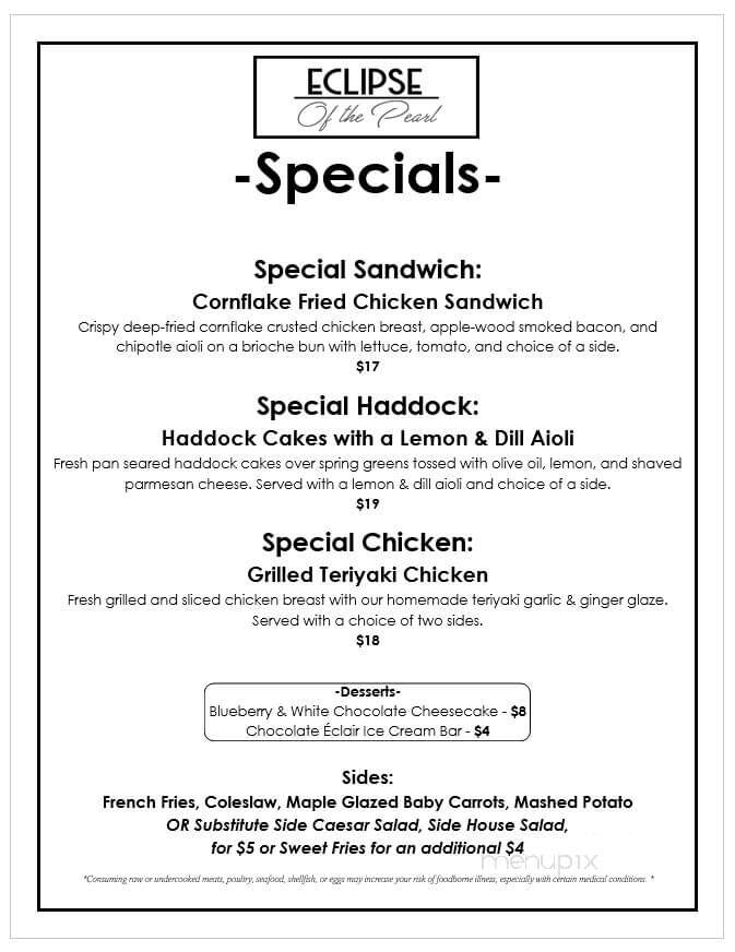Eclipse Of the Pearl - Rockland, ME menu_pic
