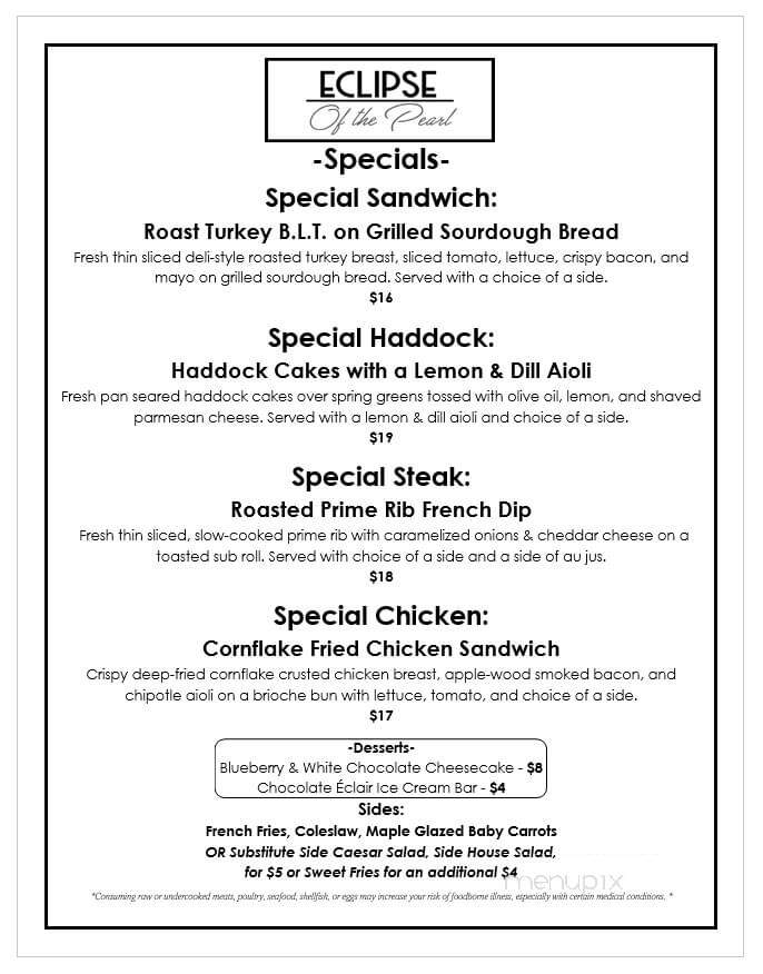 Eclipse Of the Pearl - Rockland, ME menu_pic