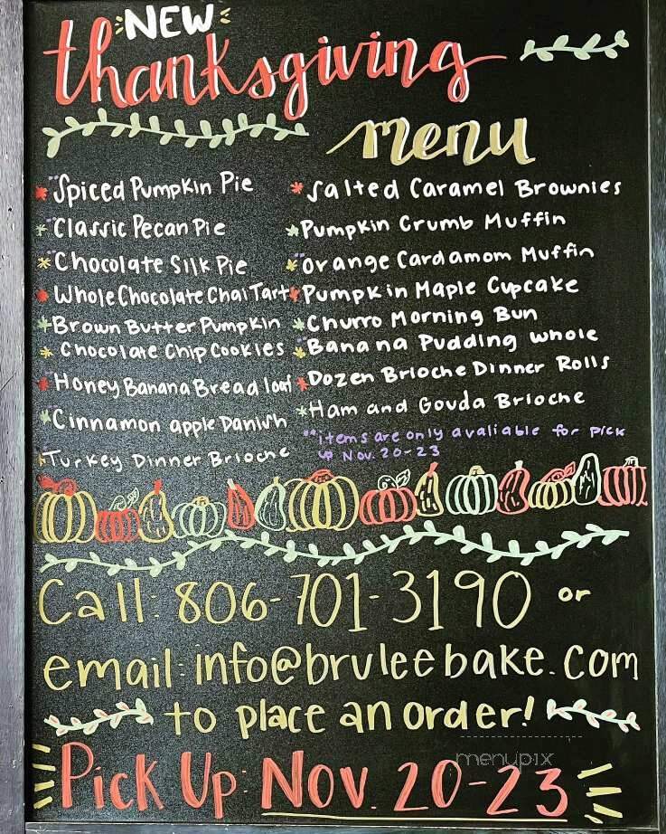 Brulee Bakery - Lubbock, TX menu_pic