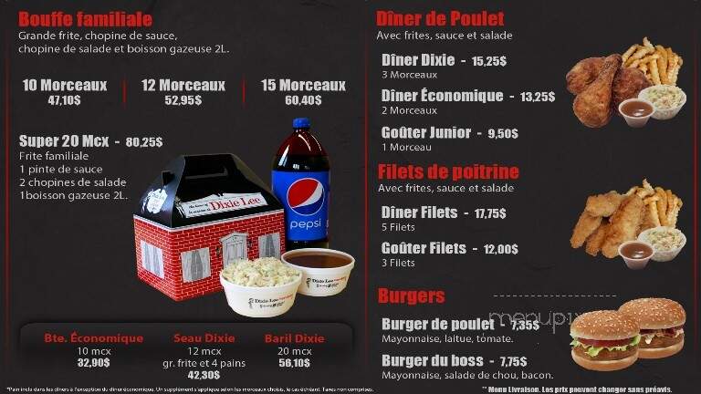 Restaurant Dixie Lee Matane Enr - Matane, QC menu_pic