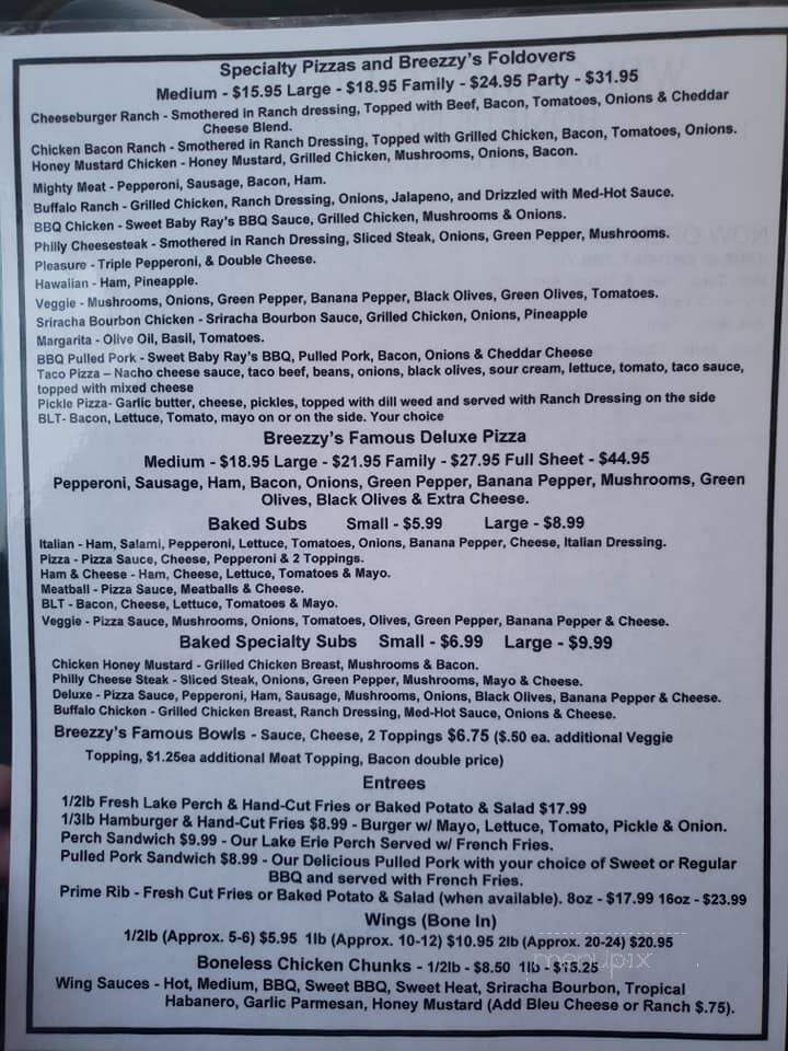 Breezzy's Pizza - Bucyrus, OH menu_pic