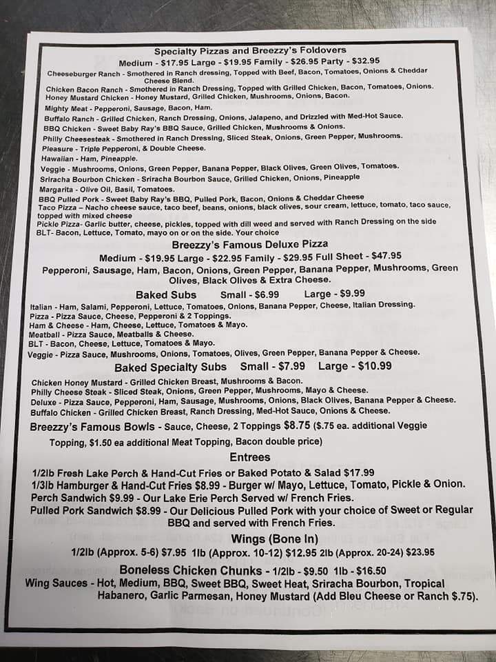 Breezzy's Pizza - Bucyrus, OH menu_pic