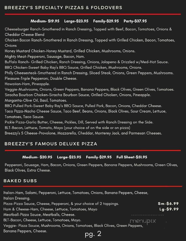 Breezzy's Pizza - Bucyrus, OH menu_pic