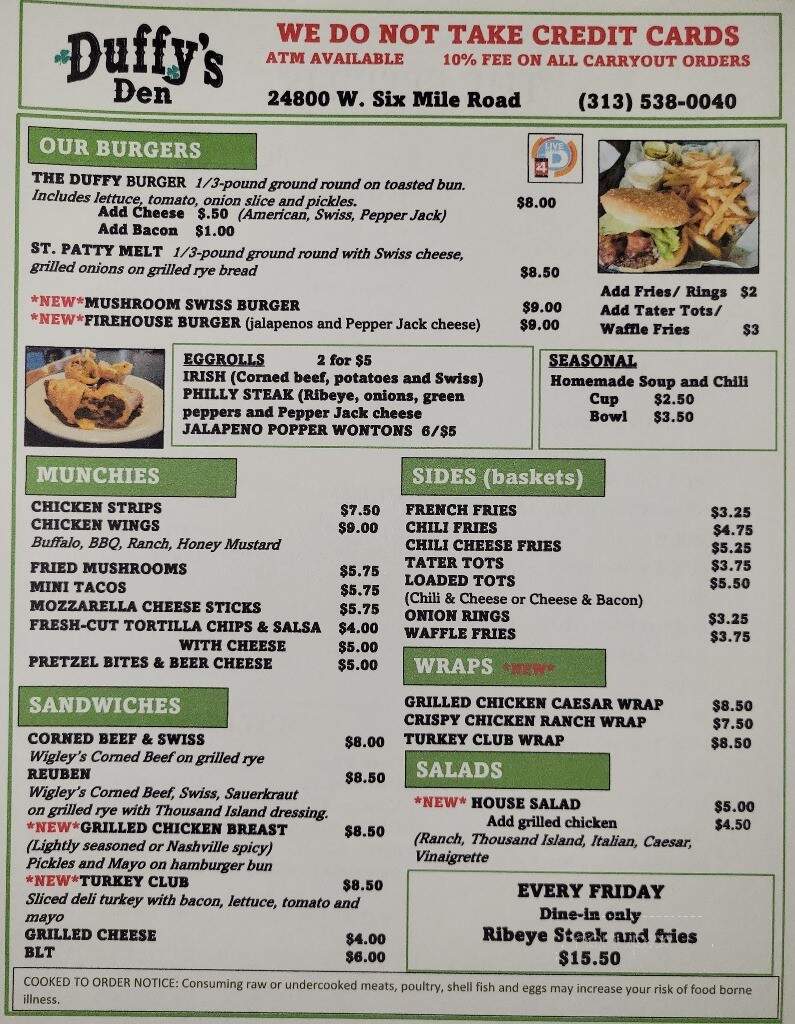 Duffy's Den - Detroit, MI menu_pic