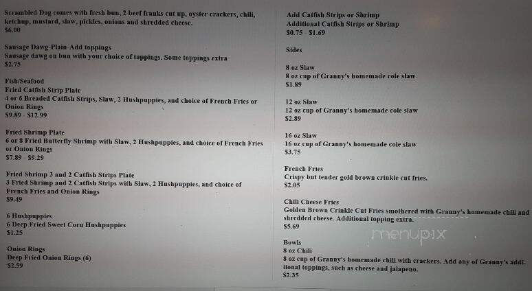 Granny's Lunch Box - Lumpkin, GA menu_pic