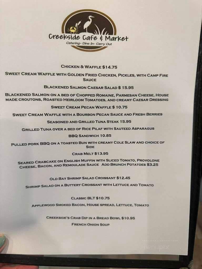 Creekside Cafe & Market - Hayes, VA menu_pic